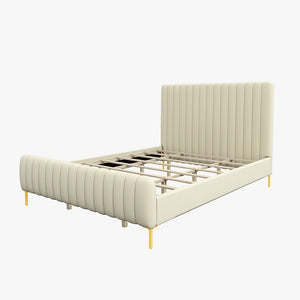 Tufted Upholstered Platform Bed With Metal Legs