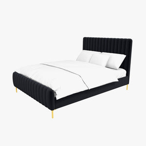 Tufted Upholstered Platform Bed With Metal Legs