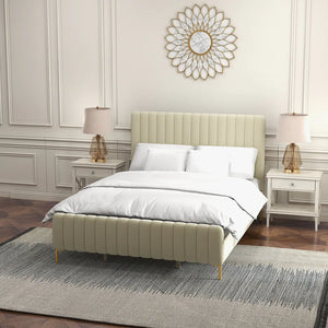 Tufted Upholstered Platform Bed With Metal Legs