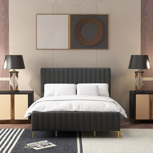 Tufted Upholstered Platform Bed With Metal Legs