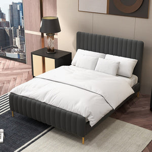 Tufted Upholstered Platform Bed With Metal Legs