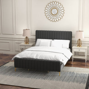 Tufted Upholstered Platform Bed With Metal Legs