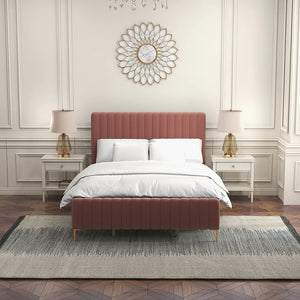 Tufted Upholstered Platform Bed With Metal Legs