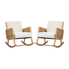 Williams 25.2" Wide Modern Polyester Rocking Chair with Rattan Arms Set of 2