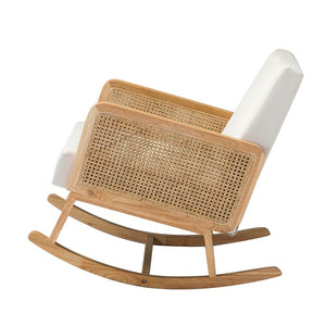 Williams 25.2" Wide Modern Polyester Rocking Chair with Rattan Arms Set of 2