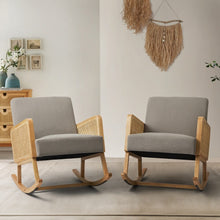 Williams 25.2" Wide Modern Polyester Rocking Chair with Rattan Arms Set of 2