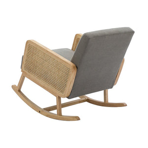 Williams 25.2" Wide Modern Polyester Rocking Chair with Rattan Arms Set of 2