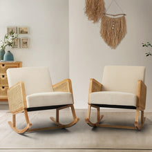 Williams 25.2" Wide Modern Polyester Rocking Chair with Rattan Arms Set of 2