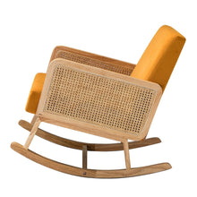 Williams 25.2" Wide Modern Polyester Rocking Chair with Rattan Arms Set of 2