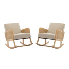 Williams 25.2" Wide Modern Polyester Rocking Chair with Rattan Arms Set of 2