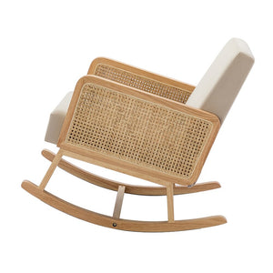 Williams 25.2" Wide Modern Polyester Rocking Chair with Rattan Arms Set of 2