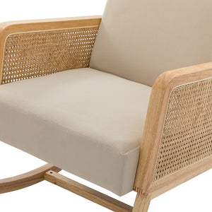 Williams 25.2" Wide Modern Polyester Rocking Chair with Rattan Arms Set of 2