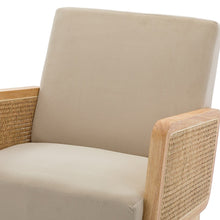 Williams 25.2" Wide Modern Polyester Rocking Chair with Rattan Arms Set of 2