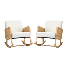 Williams 25.2" Wide Modern Polyester Rocking Chair with Rattan Arms Set of 2