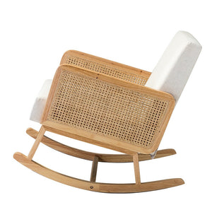 Williams 25.2" Wide Modern Polyester Rocking Chair with Rattan Arms Set of 2