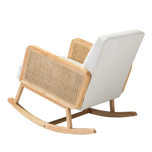 Williams 25.2" Wide Modern Polyester Rocking Chair with Rattan Arms Set of 2