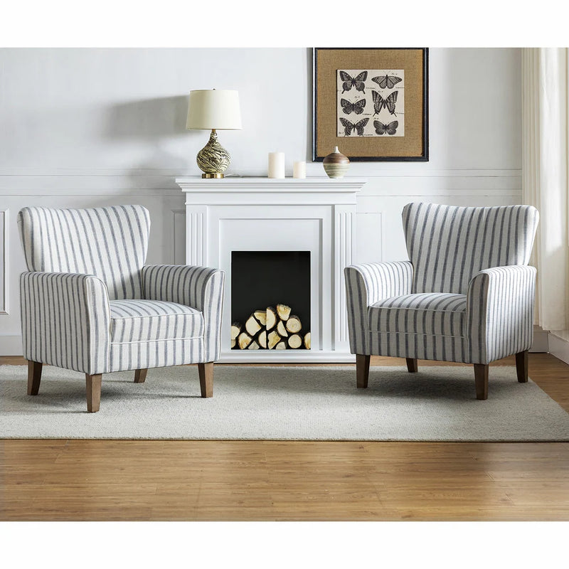 Striped wingback outlet chairs