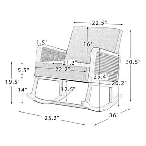 Williams 25.2" Wide Modern Polyester Rocking Chair with Rattan Arms Set of 2