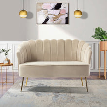 Monica Modern Upholstered 52'' Sofa Loveseat with Flower Shaped Back Design