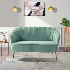 Monica Modern Upholstered 52'' Sofa Loveseat with Flower Shaped Back Design