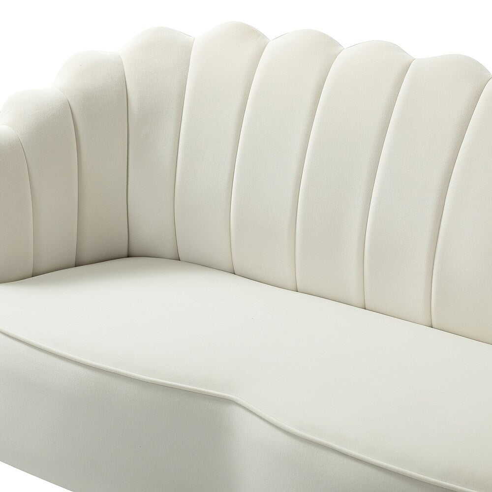 Monica Modern Upholstered 52'' Sofa Loveseat with Flower Shaped Back Design