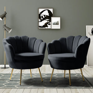 Xabier Cute Modern Upholstered Barrel Accent Chair with Tufted Set of 2