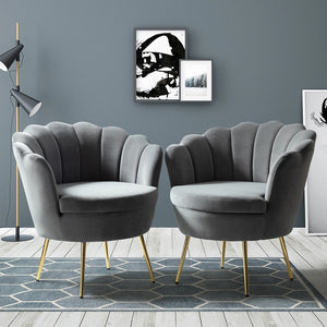 Xabier Cute Modern Upholstered Barrel Accent Chair with Tufted Set of 2