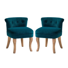 Xacobo Modern Velvet Tufted Vanity Stool with Wood Legs Set of 2