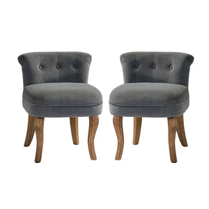 Xacobo Modern Velvet Tufted Vanity Stool with Wood Legs Set of 2