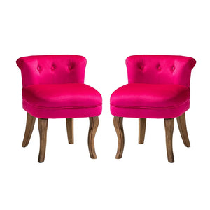 Xacobo Modern Velvet Tufted Vanity Stool with Wood Legs Set of 2