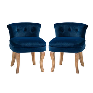 Xacobo Modern Velvet Tufted Vanity Stool with Wood Legs Set of 2