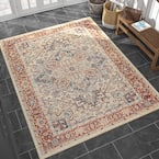 Antiquity Oriental Red 8 ft. x 10 ft. Machine Washable Indoor Area Rug