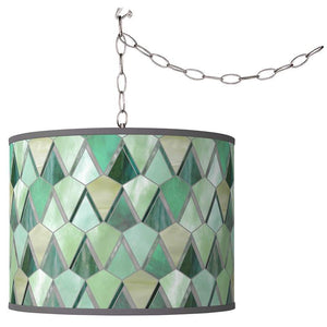 Swag Style Giclee Shade Plug-In Chandelier