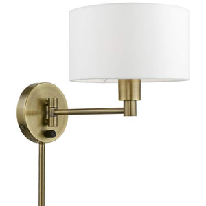 1 Light Antique Brass Swing Arm Wall Lamp