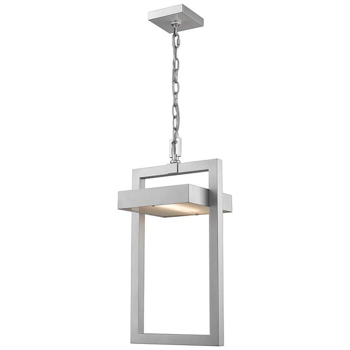 1 Light Outdoor Chain Mount Ceiling Fixture in Silver finish