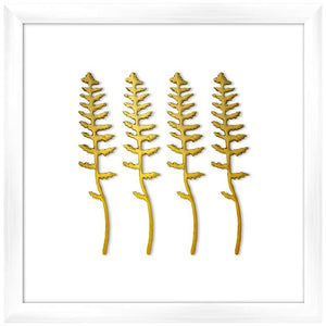 Fern in Gold 16" Square Framed Wall Art