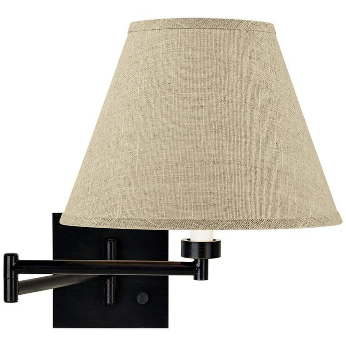 Fine Burlap Empire Espresso Plug-In Swing Arm Wall Lamp