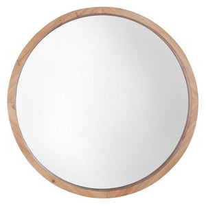 Northwood Light Brown 22" Round Wooden Wall Mirror