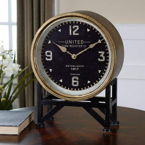 Uttermost Shyam Vintage Brass 16" High Table Clock