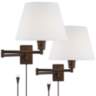 Clement Black Plug-In Swing Arm Wall Lamp Set of 2