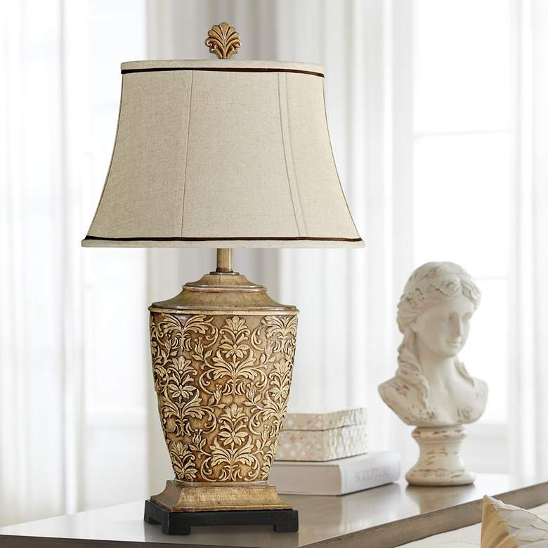 Ashford Tortola Cream Traditional Fleur de Lis Table Lamp