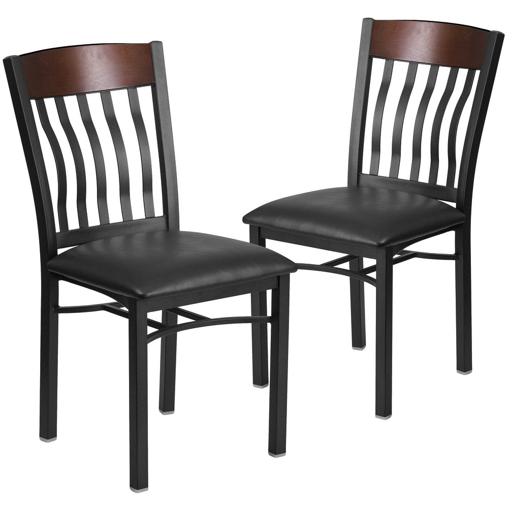 Vertical Back Metal and Wood Restaurant Chair (Set of 2) - 17