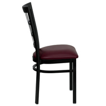 2 Pack HERCULES Series Black Window Back Metal Restaurant Chair - Burgundy Vinyl Seat