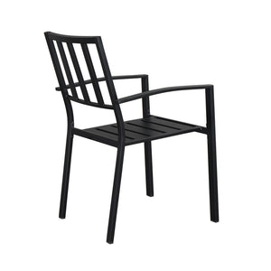 2 Pcs Dining Chair, Backrest Vertical Grid Wrought Iron Chair