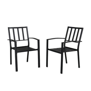 2 Pcs Dining Chair, Backrest Vertical Grid Wrought Iron Chair
