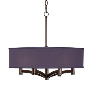 Blue Faux Silk Ava 6-Light Bronze Pendant Chandelier