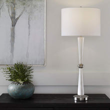 Bridgett White Marble Hourglass Table Lamp