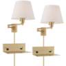 Clement Black Plug-In Swing Arm Wall Lamp Set of 2