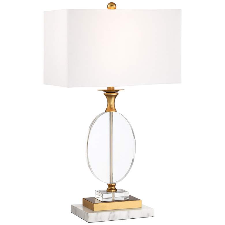 Valerie Crystal and Gold Table Lamp by with White Marble Riser