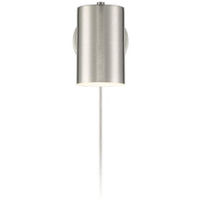 Carla Brushed Nickel Cylinder Down-Light Plug-In Wall Lamp with USB Dimmer